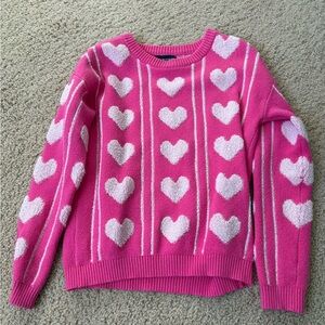 Andy & Evan Pink and White Heart Sweater